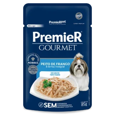 Ração Úmida Premier Gourmet Para Cães Sabor Peito de Frango e Arroz Integral 85 g